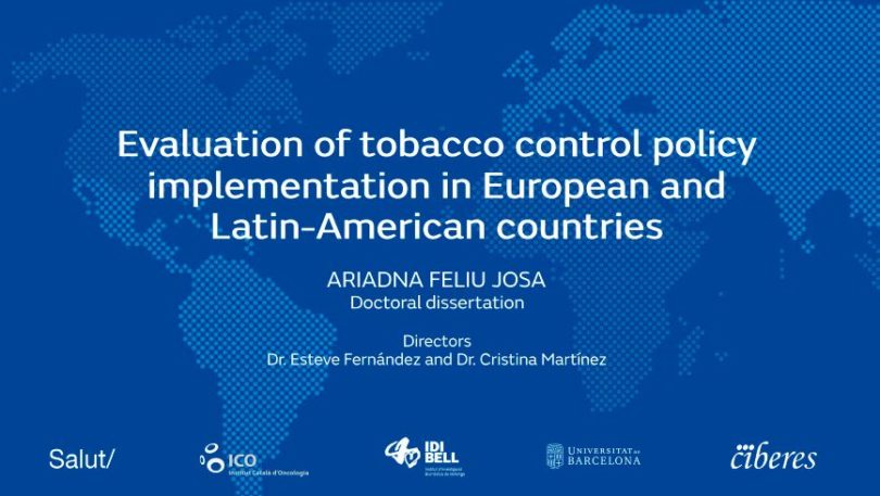 Ph.D. thesis lecture by Ariadna Feliu: “Evaluation of tobacco control policy implementation in European and Latin American countries”